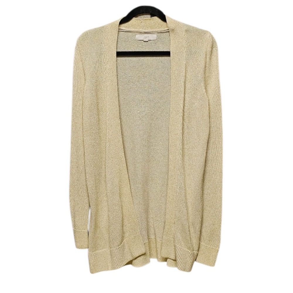 LOFT Glittery Gold Open-Front Cardigan